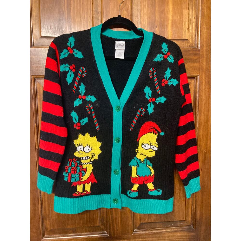 Simpsons Christmas button up sweater XSmall